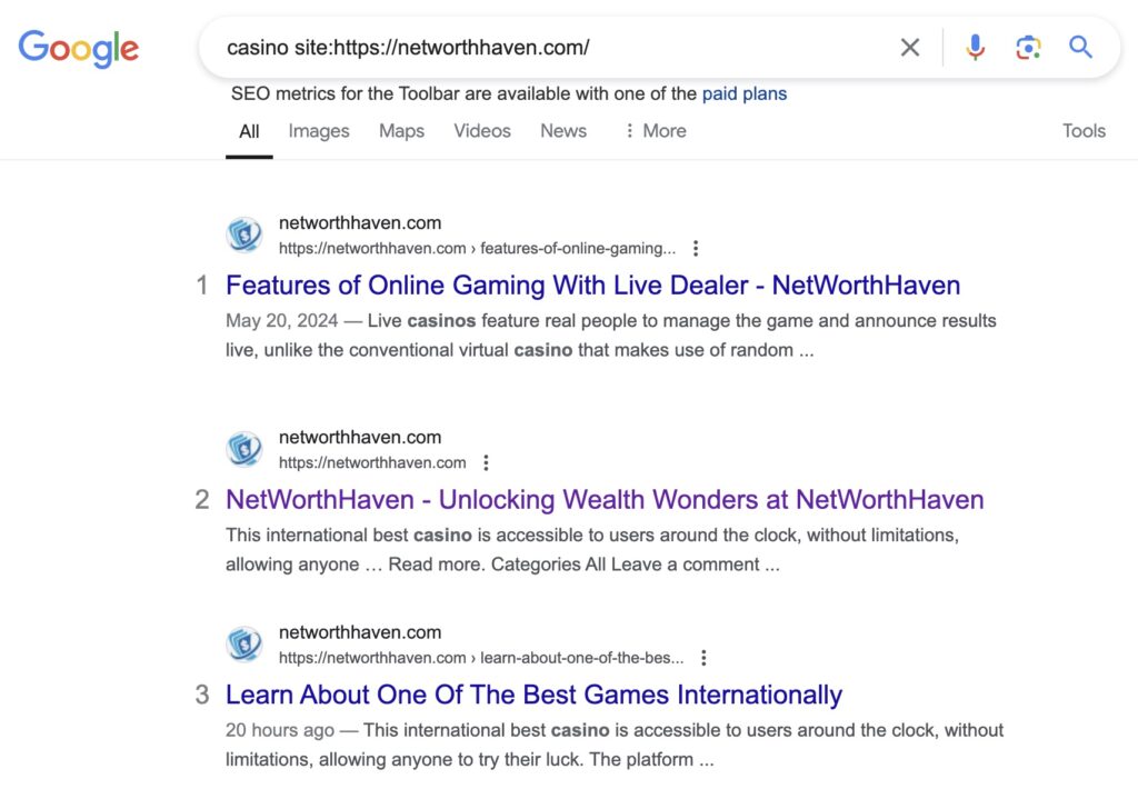 revisar si una pagina linkea a casino